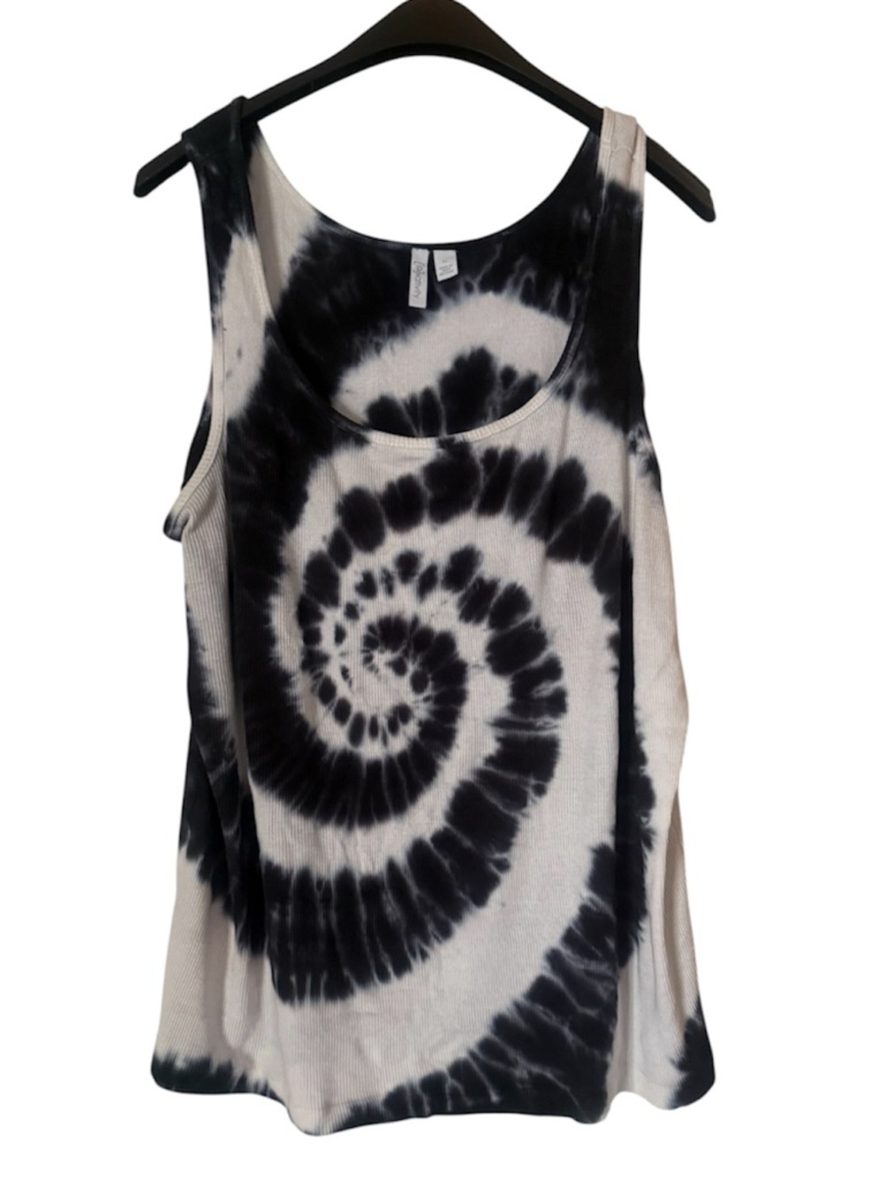 Relativity Tank Top Blue & White Spiral Tie-Dye Scoop Neck Size XL